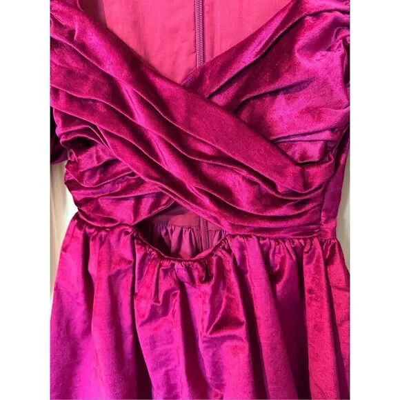 Alemais Rosario Mini Fuchsia Velvet Puff Sleeve Dress Women’s US Size 2 - Picture 9 of 15